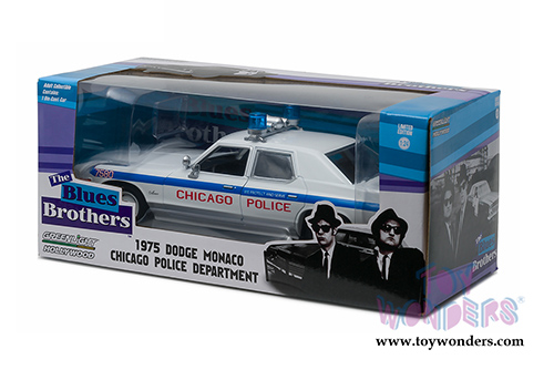 Greenlight Hollywood - Dodge Monaco Chicago Police Department The Blues Brothers" Movie (1975, 1/24 scale diecast model car, White/Blue) 84012