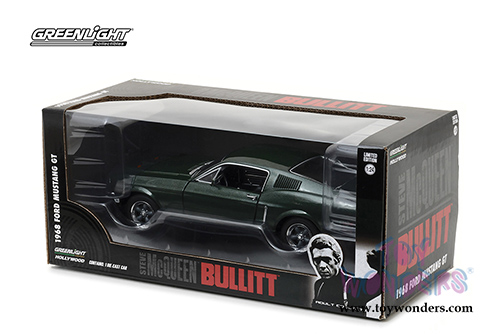 Greenlight Hollywood - Steve McQueen Bullitt Ford Mustang GT Hard Top (1968, 1/24 scale diecast model car, Green) 84041