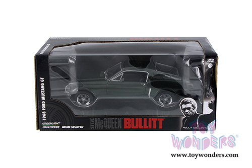 Greenlight Hollywood - Steve McQueen Bullitt Ford Mustang GT Hard Top (1968, 1/24 scale diecast model car, Green) 84041
