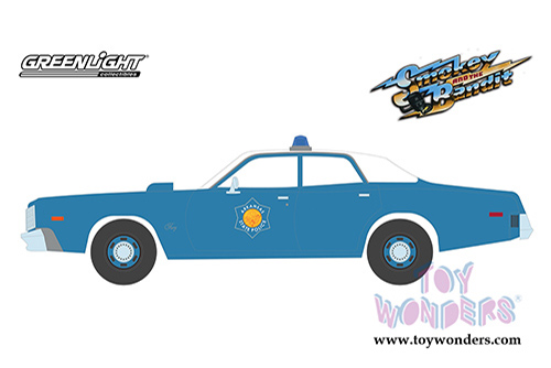Greenlight Hollywood - Plymouth Fury Police Pursuit Arkansas State Police "Smokey and The Bandit" (1977) Movie (1975, 1/24 scale diecast model car, Blue/White) 84102