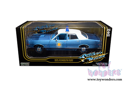 Greenlight Hollywood - Plymouth Fury Police Pursuit Arkansas State Police "Smokey and The Bandit" (1977) Movie (1975, 1/24 scale diecast model car, Blue/White) 84102