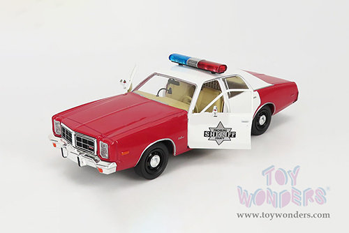Greenlight - Dodge Monaco Finchburg County Sheriff (1977, 1/24 scale diecast model car, Red/White) 84106