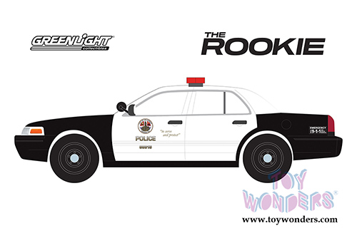 Greenlight Hollywood - Ford Crown Victoria Police Interceptor Los Angeles Police Department - The Rookie (2008-Current TV Series) (2008, 1/24 scale diecast model car, Black/White) 84111