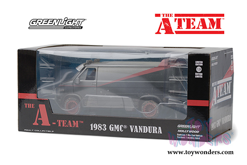 Greenlight - Hollywood the A-Team&trade; (TV Series, 1983-87) GMC&reg; Vandura - Weathered Version with Bullet Holes (1983, 1/24 scale diecast model car, Black/Gray) 84112