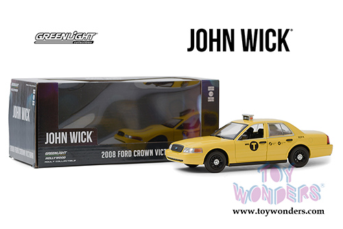 Greenlight Hollywood - Ford Crown Victoria Taxi - John Wick: Chapter 2 (2017 Movie) (2008, 1/24 scale diecast model car, Yellow) 84113