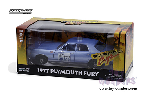 Greenlight Hollywood - Beverly Hills Cop Plymouth Fury Detroit Police (1977, 1/24 scale diecast model car, Light Blue) 84122