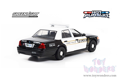 Greenlight - Ford Crown Victoria Police Interceptor - Terre Haute, Indiana Police Special Edition (2011, 1/24 scale diecast model car, Black/White) 84124