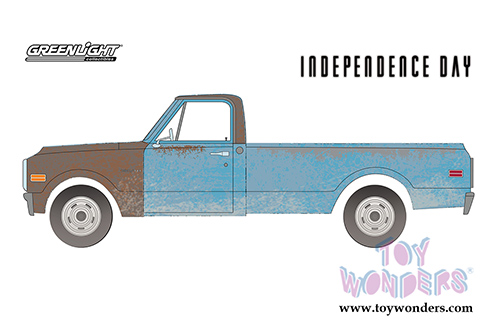 Greenlight Hollywood Series 13 | Chevrolet&reg; C-10 Pickup Truck "Independence Day" (1971, 1/24 scale diecast model car, Blue/Brown Weathered) 84132