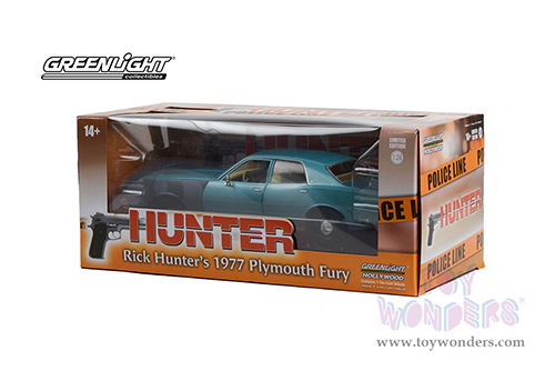 Greenlight Hollywood Series 15 | Plymouth Fury Unrestored (Sergeant Rick Hunter's) "Hunter" (1977, 1/24 scale diecast model car, Turquoise) 84152