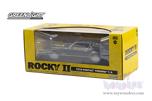 Greenlight Hollywood Series 17 | Pontiac&reg; Firebird&reg; T/A Trans Am Black with Hood Phoenix "Rocky II" (1979, 1/24 scale diecast model car, Black) 84171