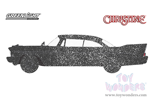 Greenlight Hollywood Series 17 | Plymouth Fury (Scorched Version) "Christine" (1983 Movie) (1958, 1/24 scale diecast model car, Black with Ash) 84172