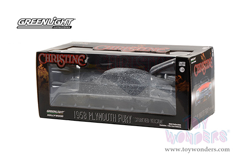 Greenlight Hollywood Series 17 | Plymouth Fury (Scorched Version) "Christine" (1983 Movie) (1958, 1/24 scale diecast model car, Black with Ash) 84172
