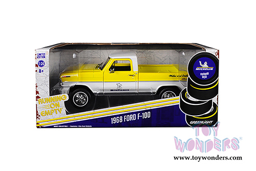 Greenlight - Running on Empty Series 2 | Michelin&reg; Tires Ford-F-100 Pickup Truck (1968, 1/24 scale diecast model car, Yellow/White) 85023