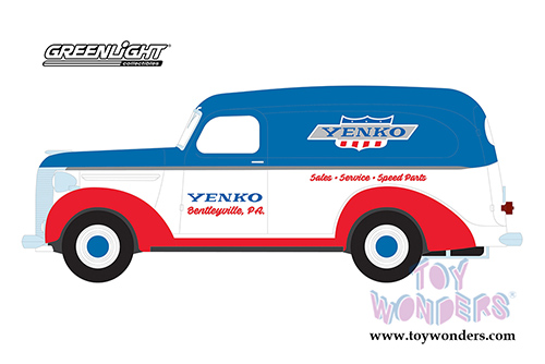 Greenlight - Running on Empty Series 3 | Chevrolet&reg; Panel Truck - YENKO sales and service (1939, 1/24 scale diecast model car, White/Blue/Red) 85041