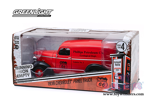 Greenlight - Running on Empty Series 4 | Chevrolet® Panel Truck Phillips 66 Phillips Petroleum Co. Geological Dept. (1939, 1/24 scale diecast model car, Red/Black) 85051