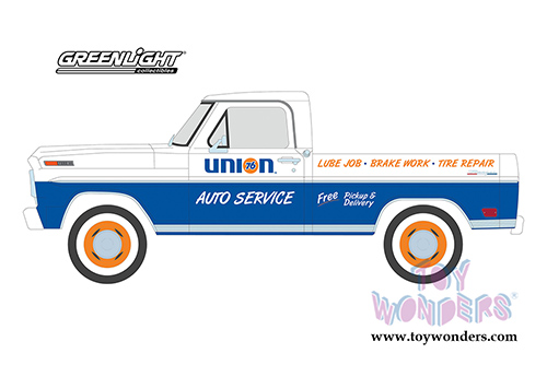 Greenlight - Running on Empty Series 4 | Ford F-100 Pick Up Truck Union 76 Auto Service (1968, 1/24 scale diecast model car, Blue/White) 85052