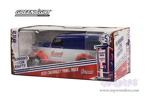 Greenlight - Running on Empty Series 5 | Chevrolet® Panel Truck Summit Racing Equipment (1939, 1/24 scale diecast model car, Red/Blue/White) 85061