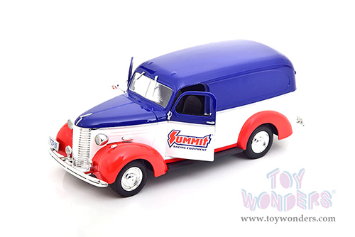 Greenlight - Running on Empty Series 5 | Chevrolet® Panel Truck Summit Racing Equipment (1939, 1/24 scale diecast model car, Red/Blue/White) 85061