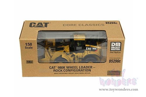 Diecast Masters - Caterpillar 980K Wheel Loader Rock Configuration with Operator - Core Classics Series (1/50 scale diecast model car, Yellow) 85296C