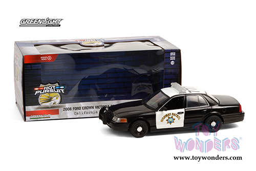 Greenlight - Ford Crown Victoria California Highway Patrol (CHP) Hot Pursuit Series 2 (2008, 1/24 scale diecast model car, White/Black) 85523