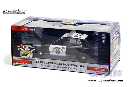 Greenlight - Ford Crown Victoria California Highway Patrol (CHP) Hot Pursuit Series 2 (2008, 1/24 scale diecast model car, White/Black) 85523