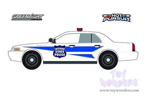 Greenlight - Ford Crown Victoria Police Interceptor Indiana State Police Hot Pursuit Series 4 (2008, 1/24 scale diecast model car, White) 85543