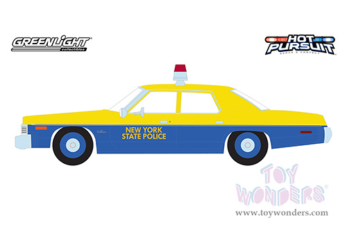 Greenlight - Dodge Monaco New York State Police (NYSP) Hot Pursuit Series 5 (1974, 1/24 scale diecast model car, Blue/Yellow) 85551