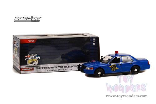 Greenlight - Ford Crown Victoria Police Interceptor - Michigan State Police (MSP) Hot Pursuit Series 5 (2008, 1/24 scale diecast model car, Dark Blue) 85553/12