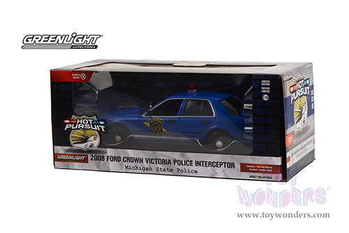 Greenlight - Ford Crown Victoria Police Interceptor - Michigan State Police (MSP) Hot Pursuit Series 5 (2008, 1/24 scale diecast model car, Dark Blue) 85553/12