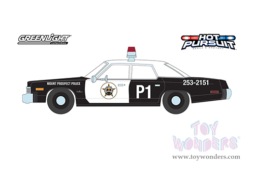 Greenlight - Dodge Monaco Mount Prospect Police Department - Hot Pursuit Series 6 (1974, 1/24 scale diecast model car, White/Black) 85561