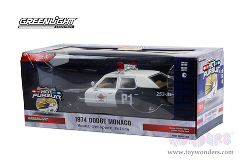 Greenlight - Dodge Monaco Mount Prospect Police Department - Hot Pursuit Series 6 (1974, 1/24 scale diecast model car, White/Black) 85561