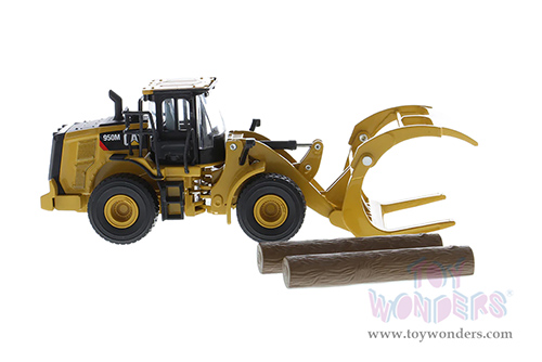 Diecast Masters - Caterpillar® 950M Wheel Loader with Log Fork and Bucket Attachment with Two Log Poles - Play & Collect! Series (1/64 scale diecast model car, Yellow) 85635 MAP: $34.99