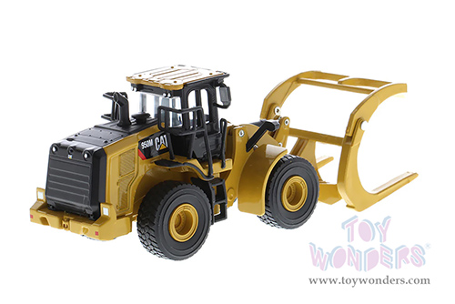 Diecast Masters - Caterpillar® 950M Wheel Loader with Log Fork and Bucket Attachment with Two Log Poles - Play & Collect! Series (1/64 scale diecast model car, Yellow) 85635 MAP: $34.99