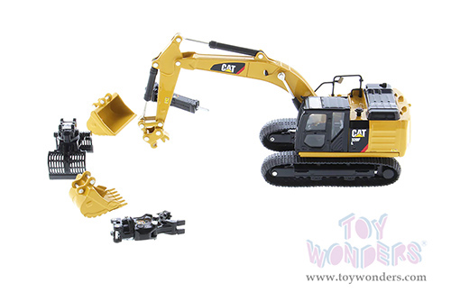Diecast Masters - Caterpillar® 320F L Hydraulic Excavator with 5 Work Tools - Play & Collect! Series (1/64 scale diecast model car, Yellow) 85636 MAP: $34.99
