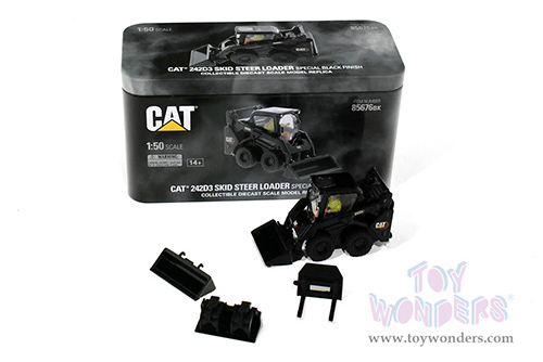 Diecast Masters - Caterpillar® 242D3 Skid Steer Loader with Operator and Working Tools - High Line Series (1/50 scale diecast model car, Special Black Paint) 85676BK MAP: $44.99