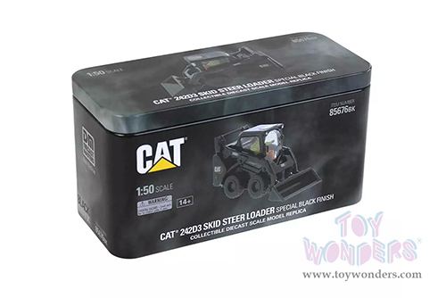 Diecast Masters - Caterpillar® 242D3 Skid Steer Loader with Operator and Working Tools - High Line Series (1/50 scale diecast model car, Special Black Paint) 85676BK MAP: $44.99