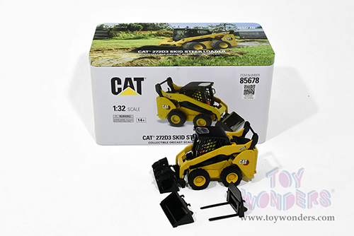 Diecast Masters - Caterpillar® 272D3 Skid Steer Loader with Operator and Working Tools - High Line Series (1/32 scale diecast model car, Yellow) 85678 MAP: $74.99