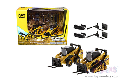Diecast Masters - Caterpillar® 272D2 Skid Steer Loader & Cat 297D2 Compact Track Loader Twin Pack - Play & Collect! Series (1/64 scale diecast model car, Yellow/Black) 85693 MAP: $24.99