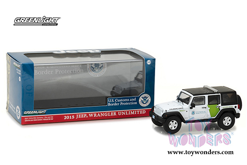 Greenlight - Jeep&reg; Wrangler Unlimited U.S. Customs and Border Protection (2015, 1/43 scale diecast model car, White w/Black) 86091