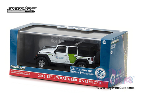 Greenlight - Jeep&reg; Wrangler Unlimited U.S. Customs and Border Protection (2015, 1/43 scale diecast model car, White w/Black) 86091