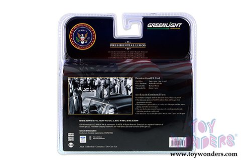 Greenlight Presidential Limos - Gerald R. Ford's Lincoln Continental Limousine (1972, 1/43 scale diecast model car, Black) 86110B
