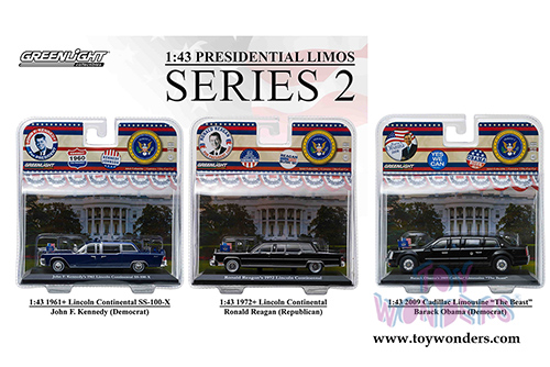 Greenlight Presidential Limos - Presidential Limos Assortment Series 2 (1961, 1972, 2009, 1/43 scale diecast model car, Asstd.) 86120