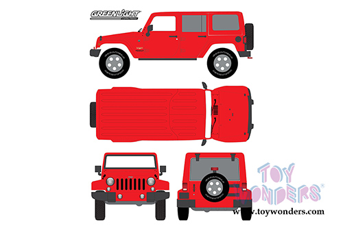 Greenlight - All Terrain Jeep&reg; Wrangler Unlimited Sahara (2013, 1/43 scale diecast model car, Firecracker Red) 86177