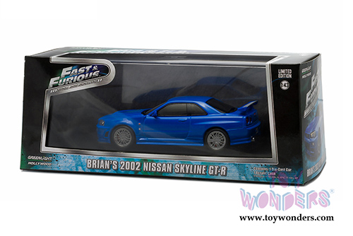 Greenlight Fast & Furious - Brian's Nissan Skyline GT-R Hardtop (2002, 1/43 scale diecast model car, Blue) 86219