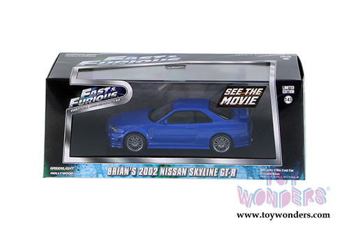 Greenlight Fast & Furious - Brian's Nissan Skyline GT-R Hardtop (2002, 1/43 scale diecast model car, Blue) 86219