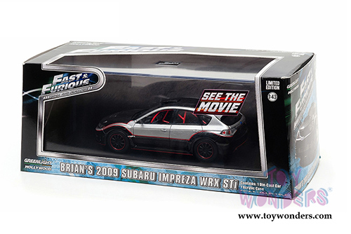 Greenlight Fast & Furious - Brian's Subaru Impreza WRX STi Hard Top (2009, 1/43 scale diecast model car, Black/Gray) 86220