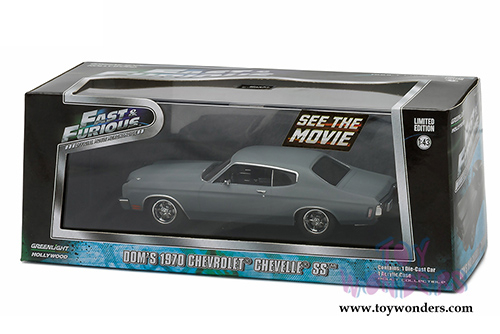 Greenlight Fast & Furious - Dom's Chevrolet Chevelle SS Hardtop (1970, 1/43 scale diecast model car, Grey) 86227