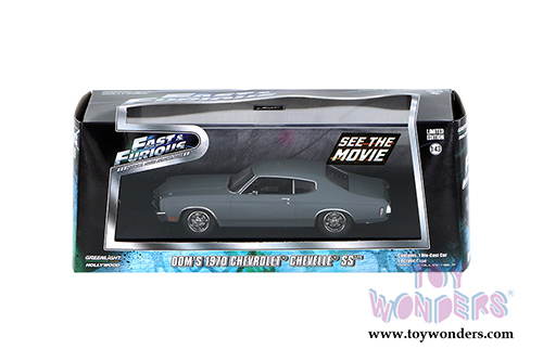 Greenlight Fast & Furious - Dom's Chevrolet Chevelle SS Hardtop (1970, 1/43 scale diecast model car, Grey) 86227