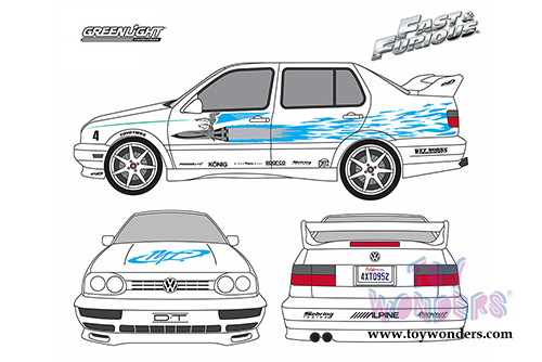 Greenlight Fast & Furious - Jesse's 1995 Wolkswagen&reg; Jetta A3 Fast and Furious 6 Movie Hard Top (1995, 1/43 scale diecast model car, White) 86234
