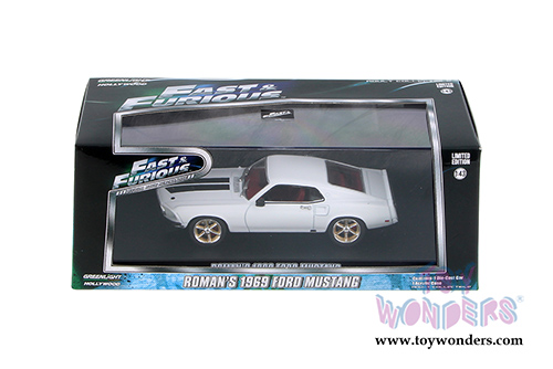 Greenlight Fast & Furious - Roman's Ford Mustang Custom "Anvil Halo" Fast and Furious 6 Movie Hardtop (1969, 1/43 scale diecast model car, White) 86236